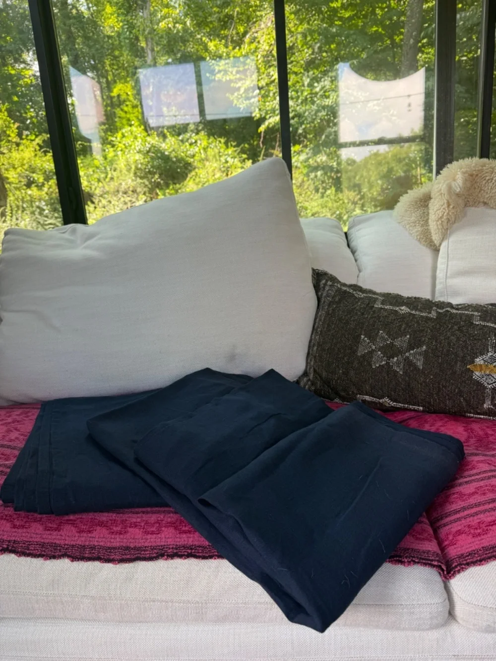 100% Linen Curtains - Long, Blue